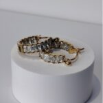 zirconia golden hoop huggie